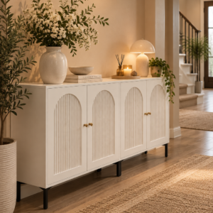 Modern White Arched Storage Sideboard Cabinet