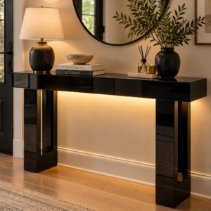 Modern Black LED Console Table for Entryway & Living Room