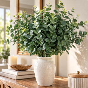 30-piece artificial eucalyptus stems with realistic green leaves