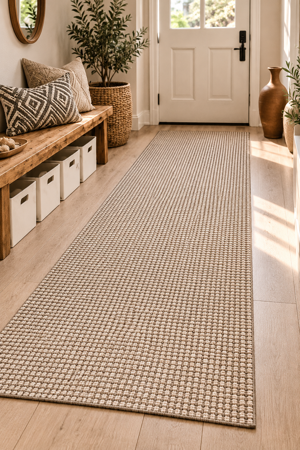 KOZYFLY 2x6 boho runner rug in beige tan and brown