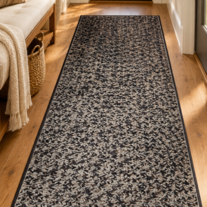 ROYHOME brown 2x6 runner rug with braided-inspired textured print for hallway and entryway Copy Alt Text