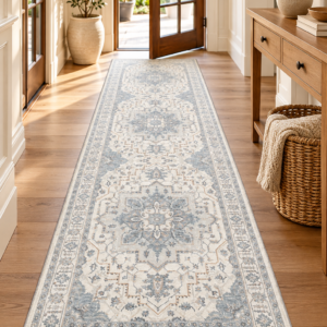 2x8 washable hallway runner rug with vintage pattern
